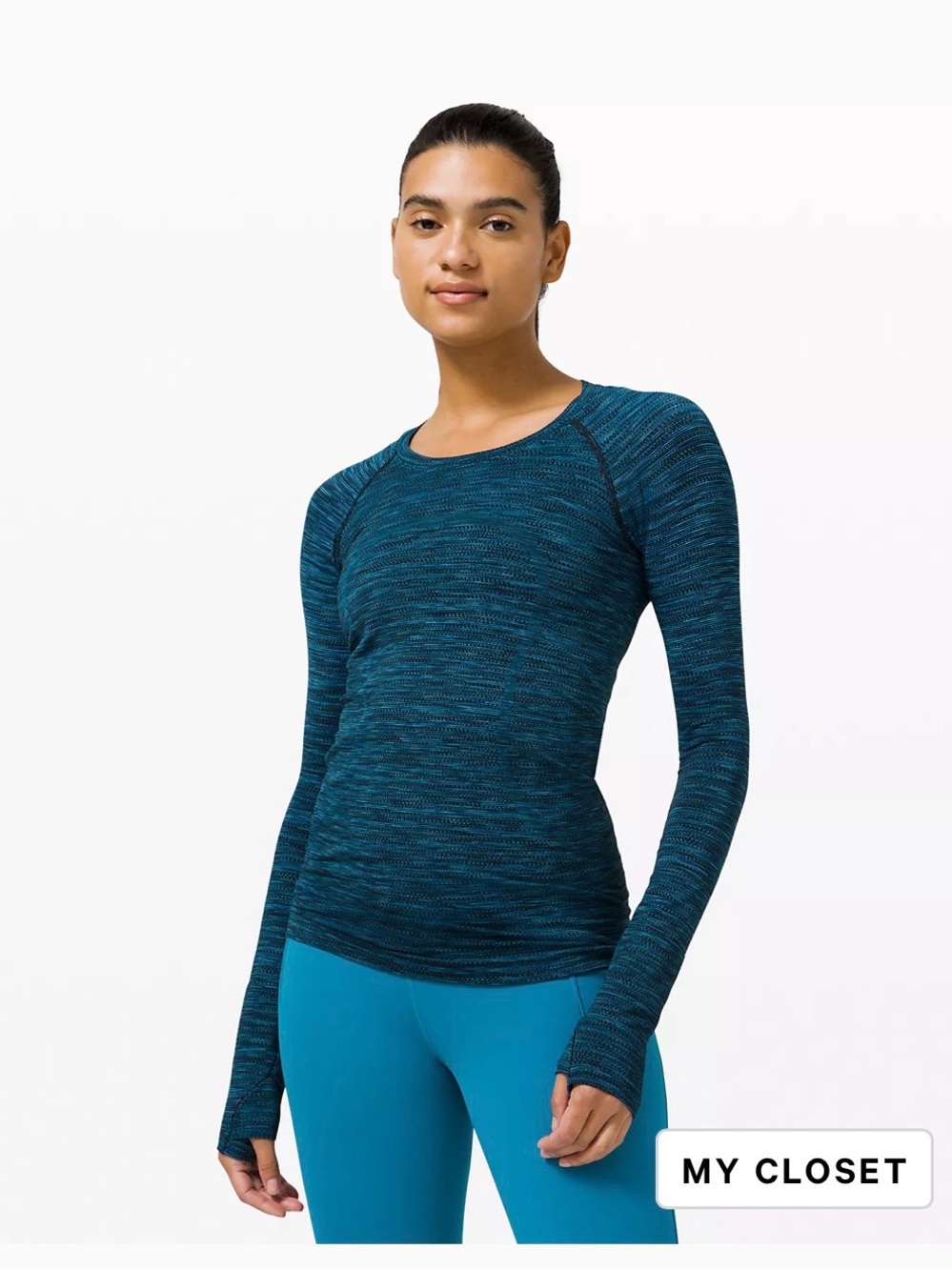 Lululemon swiftly tech Blue Long-Sleeve Seamless Performance Top size 6